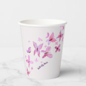 Butterfly Kisses & Baby Wünsche | Rosa Wrap Text Pappbecher (Vorderseite)