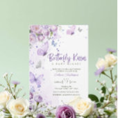 Butterfly Kisses & Baby wünscht Lila Babydusche Einladung