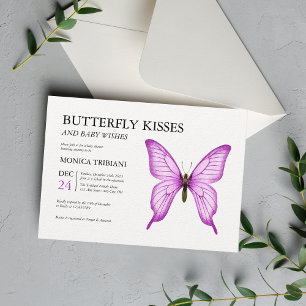 Butterfly Kisses Baby wünscht Minimal Girl Dusche Einladung