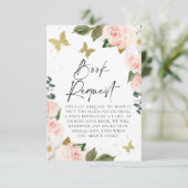 Butterfly Kisses Babydusche Buchanforderung Beilag Einladung (Stehend Vorderseite)
