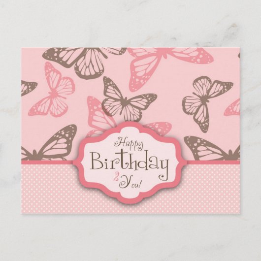 Butterfly Kisses Birthday Postcard II Postkarte (Vorderseite)