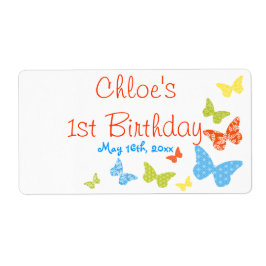 Butterfly Kisses Birthday Water Flasche Labels