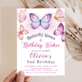Butterfly Kisses & Birthday Wishings Girls Geburts Einladung