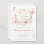 Butterfly Kisses & Birthday Wünsche, jedes zeitlic Einladung (Vorderseite)