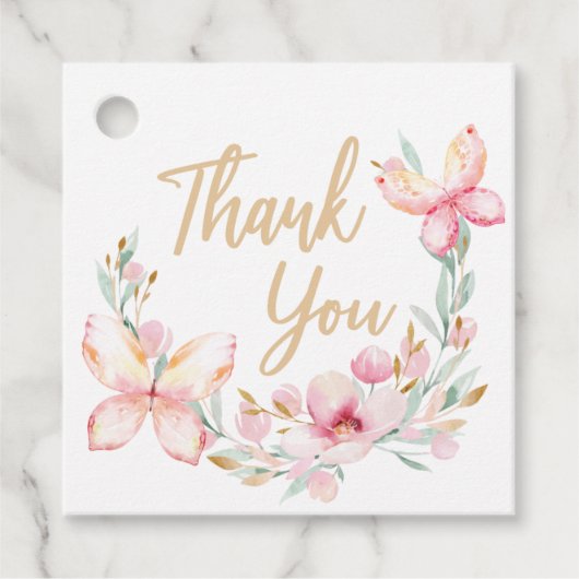 Butterfly Kisses & Birthday Wünsche Vielen Dank Geschenkanhänger (Vorderseite)