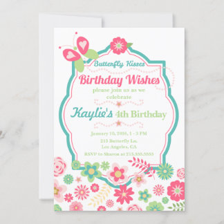 Butterfly Kisses & Birthday wünscht Einladung
