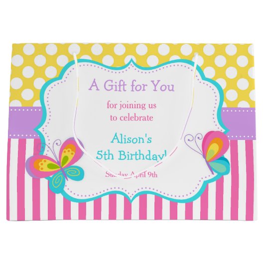 Butterfly Kisses & Birthday wünscht Party Vielen D Große Geschenktüte (Vorderseite)