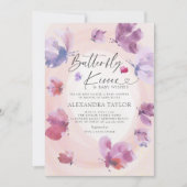 Butterfly Kisses Blush Lila Baby Girl Dusche Einladung (Vorderseite)
