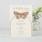 Butterfly Kisses Boho Baby Girl Dusche Einladung (Stehend Vorderseite)