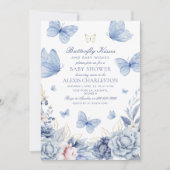Butterfly Kisses Boy Baby Shower Einladung (Vorderseite)