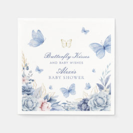Butterfly Kisses Boy Baby Shower Serviette