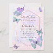 Butterfly Kisses Butterfly Girls Geburtstagsparty Einladung (Vorderseite)
