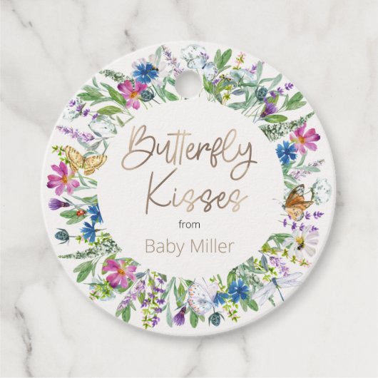 Butterfly Kisses Danke Geschenkanhänger (Vorderseite)