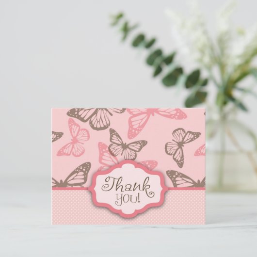 Butterfly Kisses Danke, Postcard Postkarte (Stehend Vorderseite)