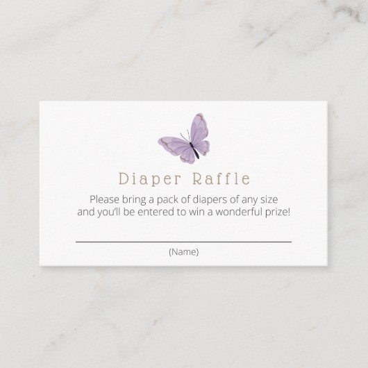 Butterfly Kisses Diaper Raffle Begleitkarte (Vorderseite)