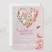 Butterfly Kisses Enchanted Forest Baby Shower Einladung (Vorderseite)