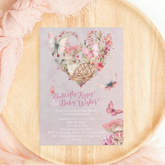 Butterfly Kisses Enchanted Forest Baby Shower Einladung
