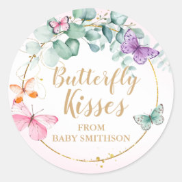 Butterfly Kisses Eucalyptus Pink Baby Dusche Gefal Runder Aufkleber