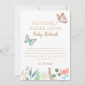 Butterfly Kisses Floral Baby Dusche Dankeskarte (Vorderseite)
