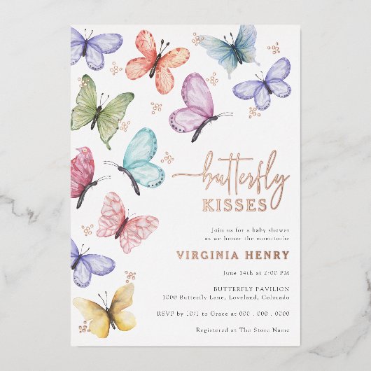 Butterfly Kisses Folieneinladung (Vorderseite)