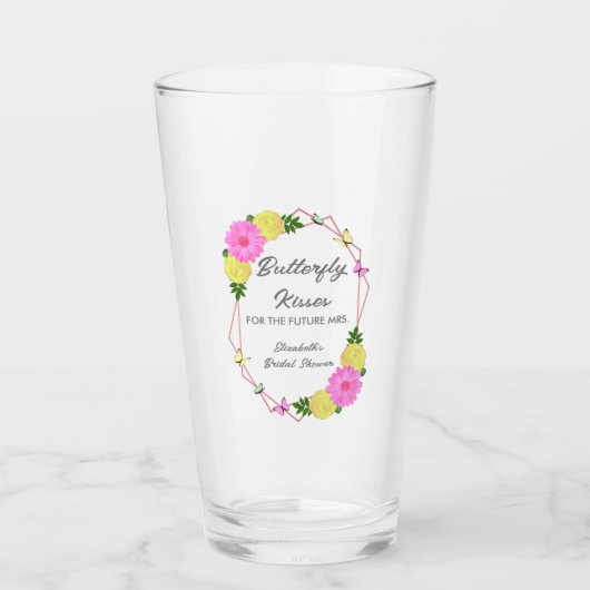 Butterfly Kisses for the Future Mrs. Brautparty Glas (Vorderseite)