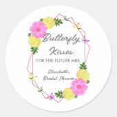 Butterfly Kisses for the Future Mrs. Brautparty Runder Aufkleber (Vorderseite)