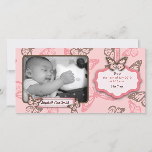 Butterfly Kisses Fotokarte Ankündigung (Vorderseite)