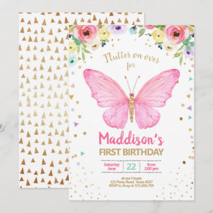 Butterfly Kisses Garden Floral Confetti Geburtstag Einladung
