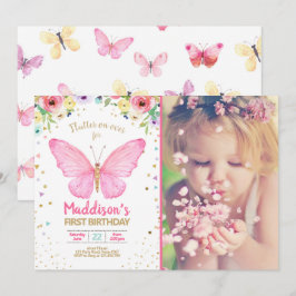 Butterfly Kisses Garden Floral Confetti Geburtstag Einladung