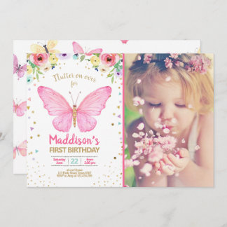 Butterfly Kisses Garden Floral Confetti Geburtstag Einladung