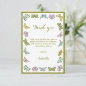 Butterfly kisses Girl Baby Dusche Danke Karte (Stehend Vorderseite)