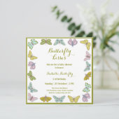 Butterfly kisses Girl Baby Shower Einladung (Stehend Vorderseite)