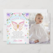Butterfly kisses Girl Birthday Danke Karte (Vorderseite)