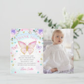 Butterfly kisses Girl Birthday Danke Karte (Stehend Vorderseite)