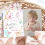 Butterfly kisses Girl Birthday Foto Dankeskarte<br><div class="desc">Butterfly kisses Girl Birthday Foto Danke Karte</div>