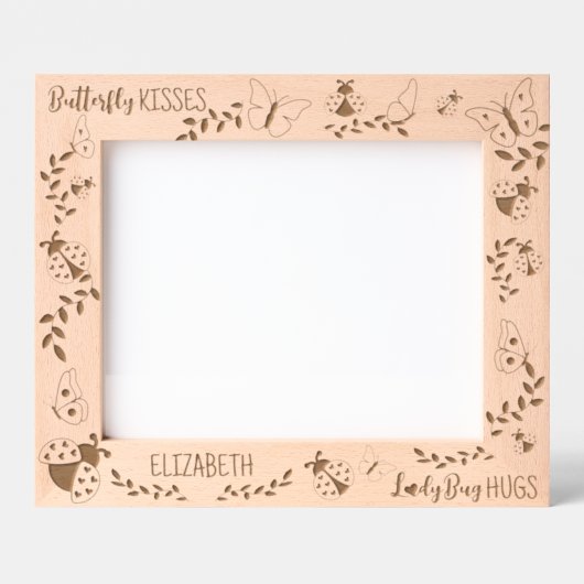 Butterfly Kisses, Ladybug Hugs Personalisiert 10x8 Geätzte Rahmen (Vorderseite)