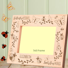Butterfly Kisses, Ladybug Hugs Personalisiert 7x5 Geätzte Rahmen