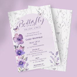 Butterfly Kisses Lila Boho Babydusche Einladung