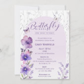 Butterfly Kisses Lila Boho Babydusche Einladung (Vorderseite)