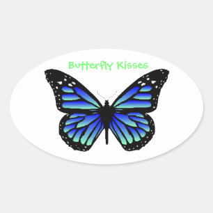 Butterfly Kisses Ovaler Aufkleber