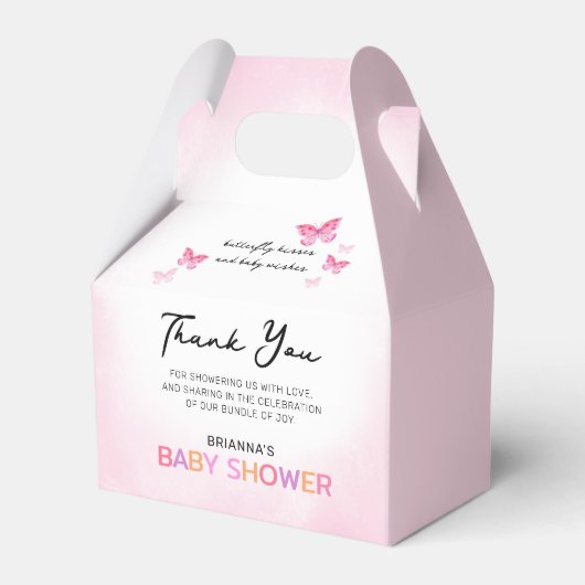 Butterfly Kisses Pink Baby Dusche Danke Geschenkschachtel (Vorderseite)