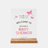 Butterfly Kisses Pink Baby Dusche Willkommen Acrylschild (Vorderseite)