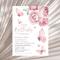 Butterfly Kisses Pink Floral Girl Babydusche