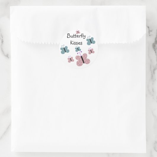 Butterfly Kisses Runder Aufkleber (Tasche)