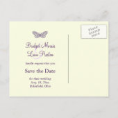 Butterfly Kisses Save the Date gelb Ankündigungspostkarte (Rückseite)