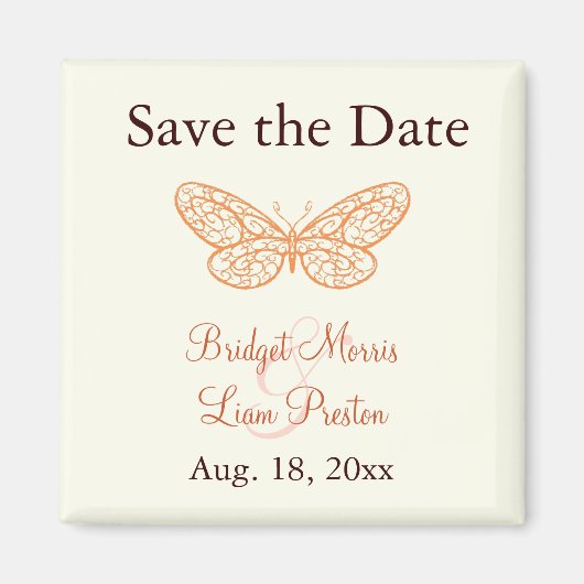 Butterfly Kisses Save the Date Magnet Elfenbein (Vorne)