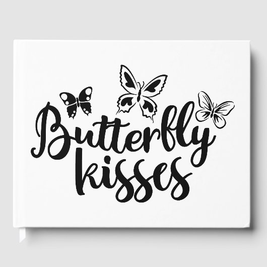Butterfly Kisses Schwarz-weiß Wedding Butterfly Gästebuch (Vorderseite)
