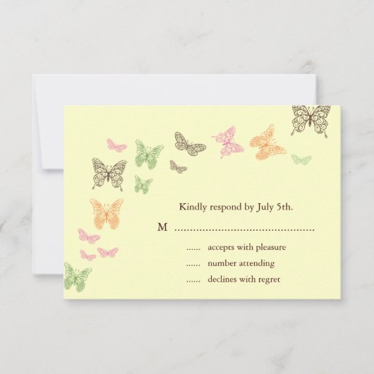 Butterfly Kisses UAWG Gelb RSVP Karte (Vorderseite)