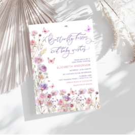 Butterfly Kisses und Baby wünscht Lila Pink Baby Einladung