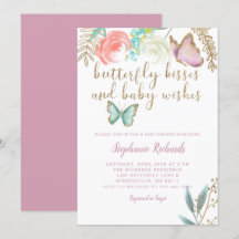 Butterfly Kisses und Baby wünscht Pink Baby Dusche